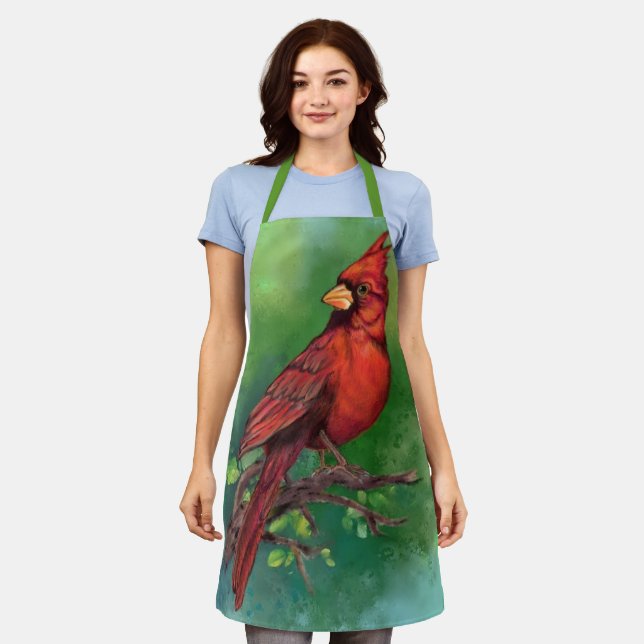 Tabliers avec Cardinal Rouge du Nord - Peinture (Porté)