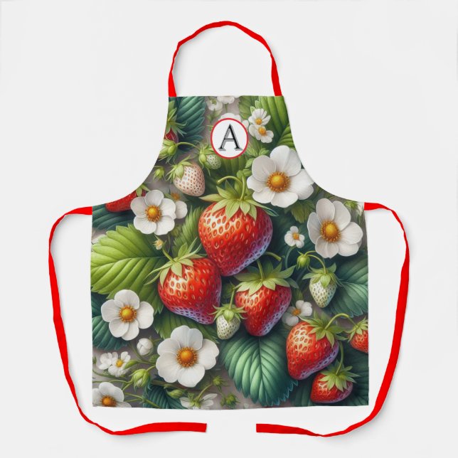 Tabliers avec impression de fraise et monogramme (Recto)