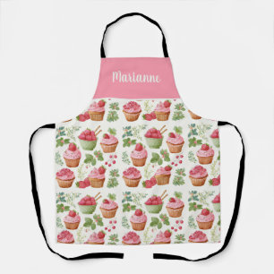 Tabliers Cupcake aux Fraises avec Nom Personnalisé