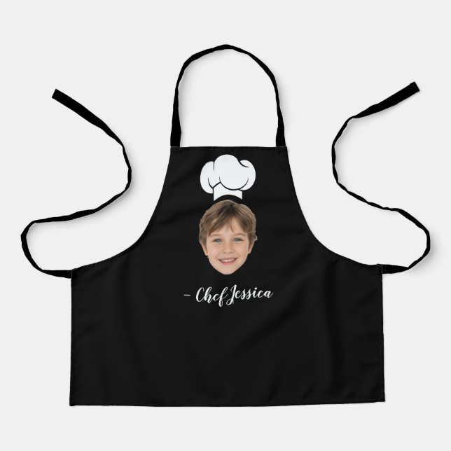 Tabliers de chef mignons avec visage et nom d'enfa (Recto)