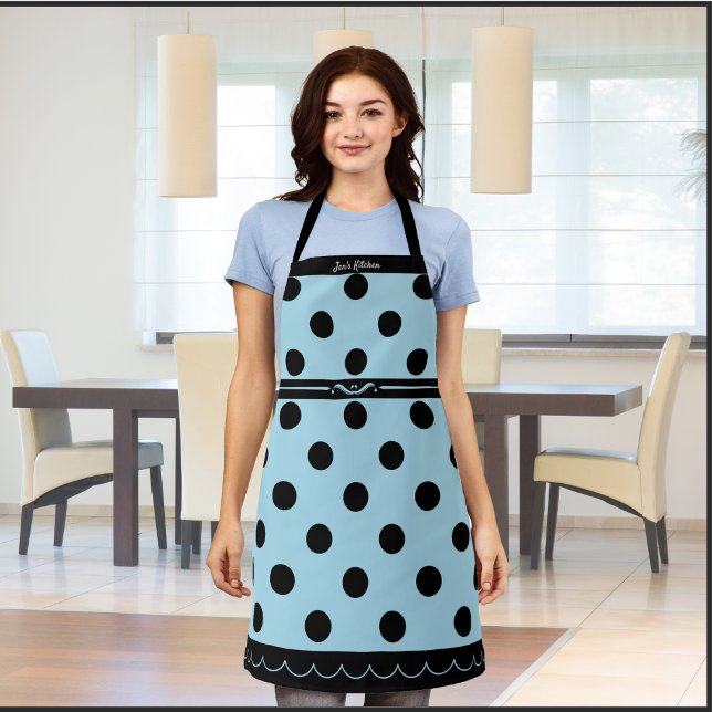 Tabliers de mode à pois bleu pastel (Pastel Blue Polka Dot Fashion Apron)