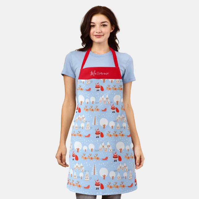 Tabliers de Noël Père Noël avec nom (Porté)