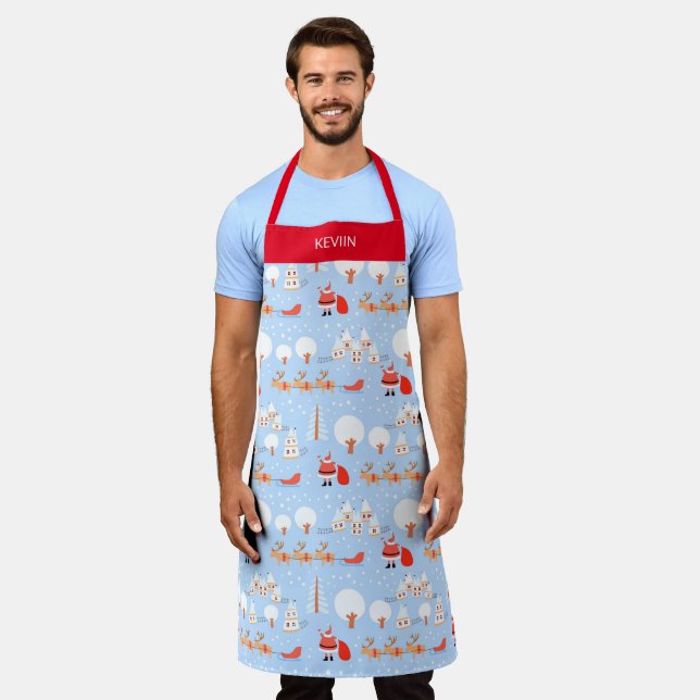 Tabliers de Noël Père Noël avec nom Grand (Porté)