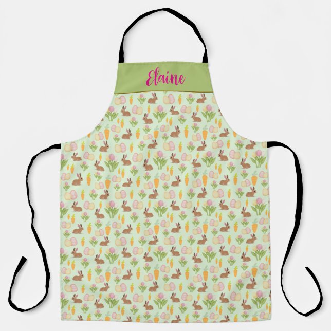 Tabliers de Pâques personnalisés avec lapin vert m (Recto)