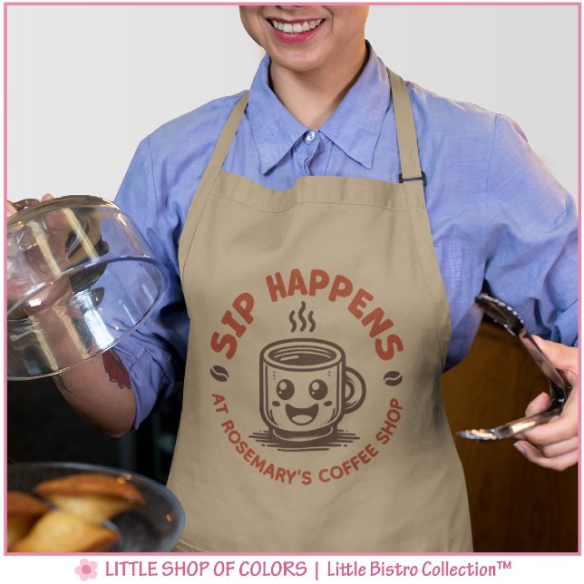 Tabliers de thème de café Cute Sip Happens (Créateur téléchargé)