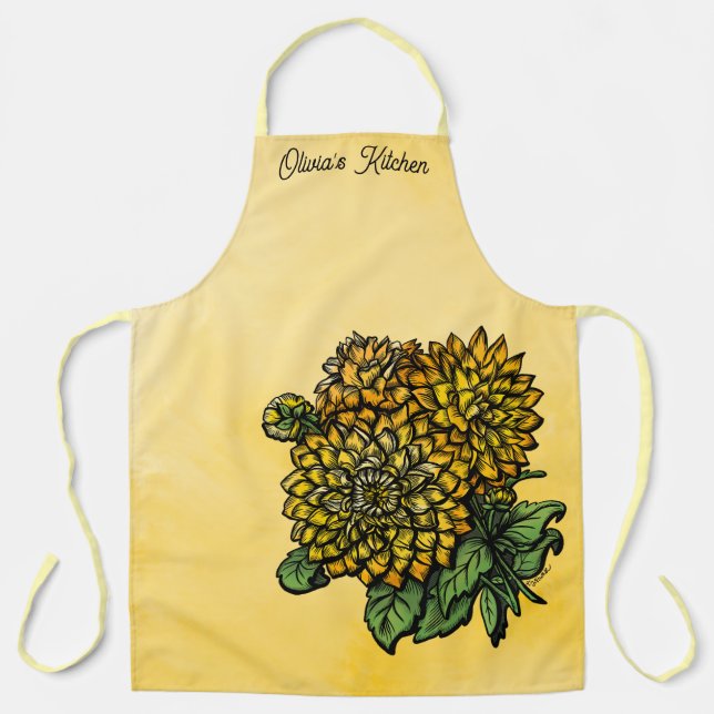 Tabliers Floraux Dahlia Jaune (Recto)