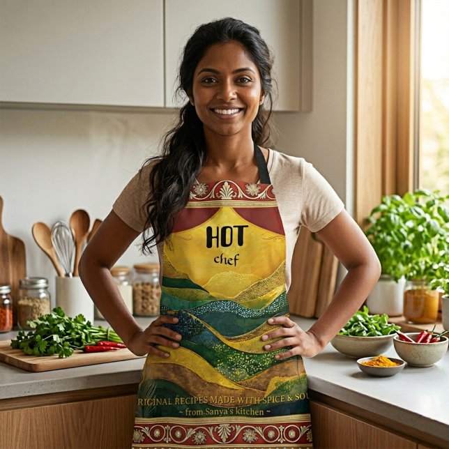 Tabliers indien Paon Hot Chef Spice & Soul (Hot Chef Spice and Soul Indian Peacock Apron - customizable - with option to add a logo)