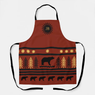 Tabliers Ourson Noir Navajo Bois Rouge Profond du