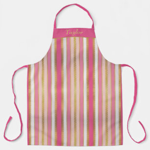 Tabliers Personnalisés Rayures Rose et Or