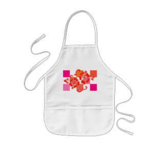 Tabliers pour enfants à motif d'hibiscus à damier