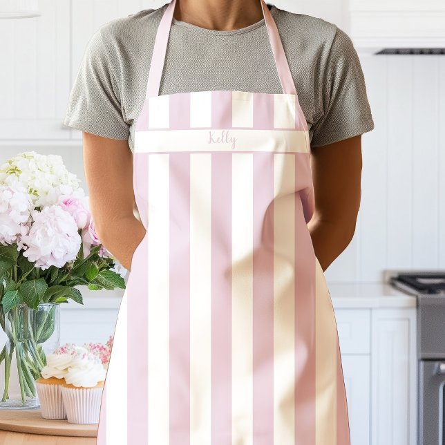 Tabliers rayés bonbon rose pivoine (Candy Stripe Pink Apron)