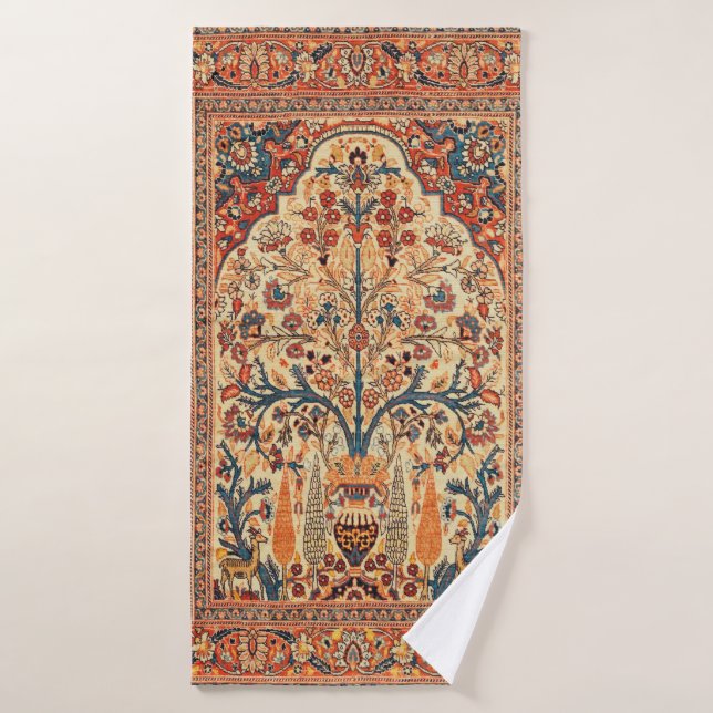 Tabriz Arbre de la vie Tapis persan Imprimer (Serviette de bain)