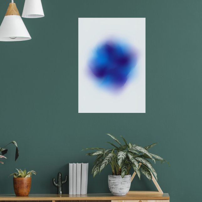 Tache d'encre bleue Affiche d'art abstrait minimal (Salon 1)