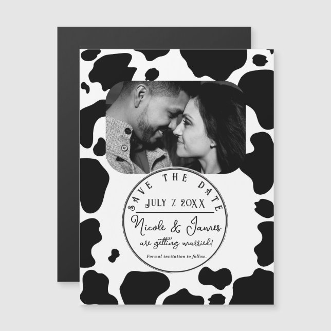 Taches de Vache Moo Imprimé Noir & Blanc Enregistr (Devant / Derrière)