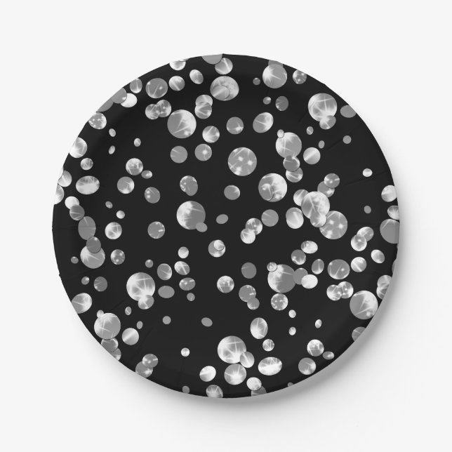 Taches dorées sur fond noir. assiette en papier (Devant)