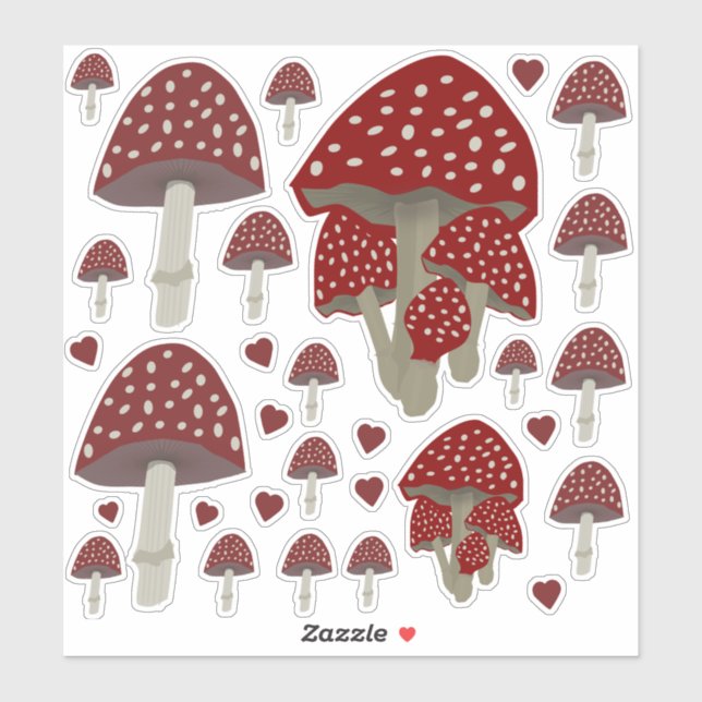 taches rouges champignons Amanita muscaria sticker (Feuille)