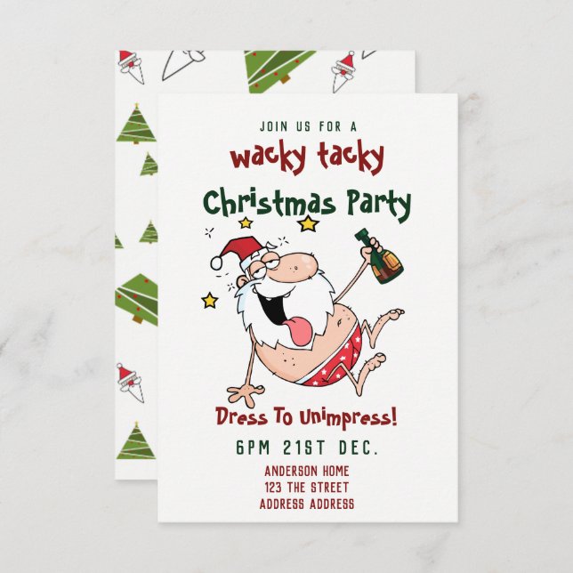 TACKY Christmas Party Invitation drôle DRUNK Père  (Devant / Derrière)