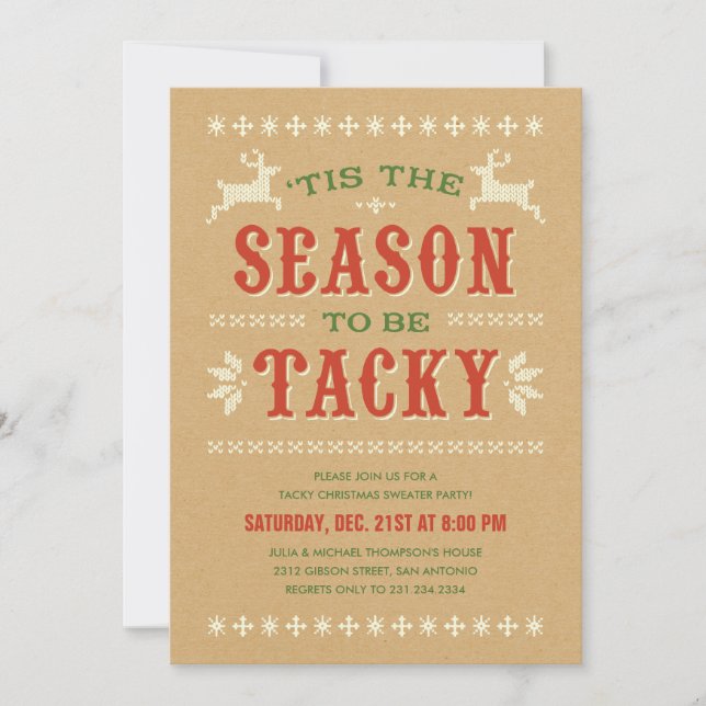 Tacky Christmas Sweater Party Invitations (Devant)