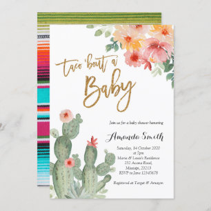 Taco à propos bébé Baby shower floral Invitation
