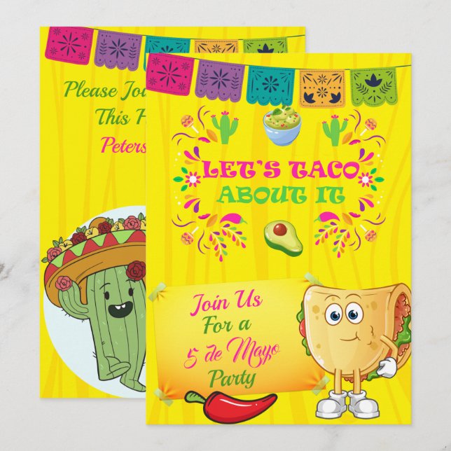 Taco À propos de ça Fête Invitation (Devant / Derrière)