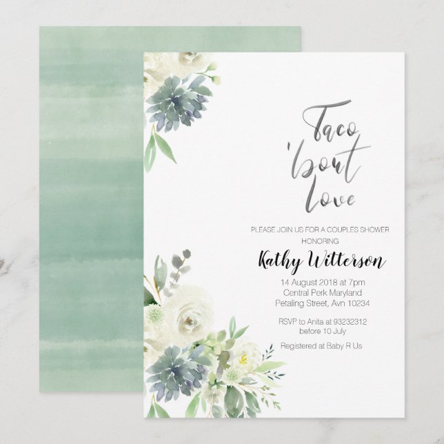 Taco à propos de Love COUPLES SHOWER Invitation (Devant / Derrière)