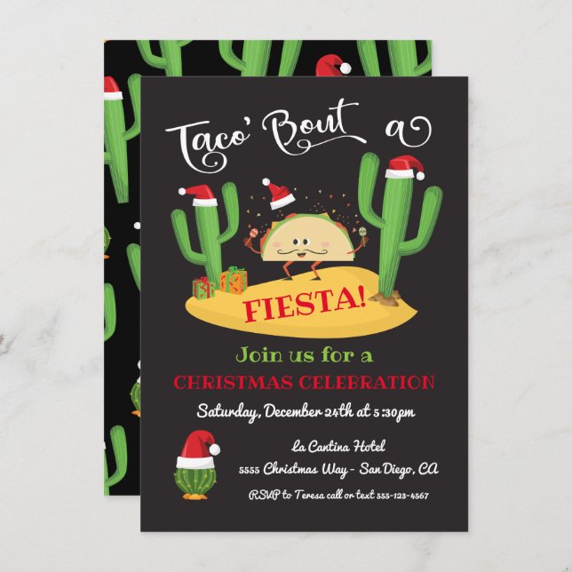 Taco' à propos de Noël Fiesta invitation (Devant / Derrière)