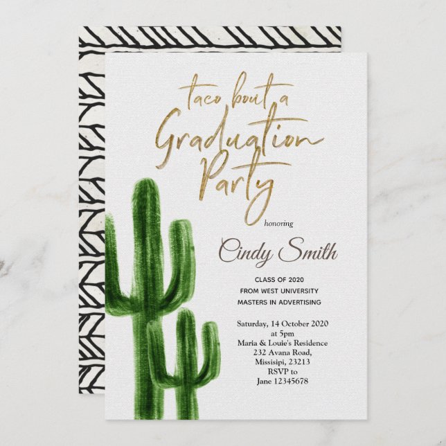 Taco à propos d'une fête de graduation Invitation  (Devant / Derrière)