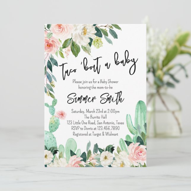 Taco à propos d'une invitation à la baby shower Bé (Debout devant)