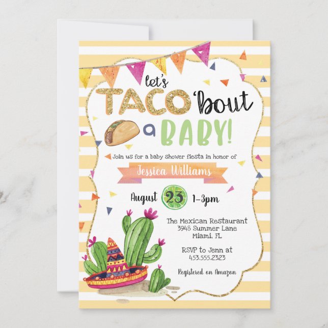 Taco à propos d'une invitation Baby shower (Devant)