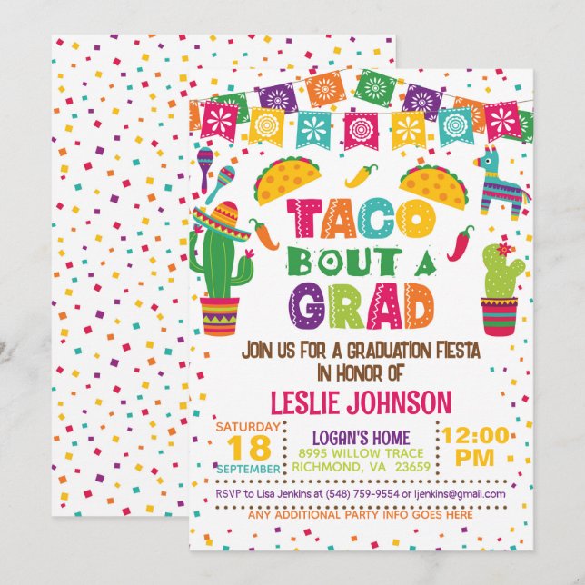 Taco à propos d'une invitation de remise de diplôm (Devant / Derrière)