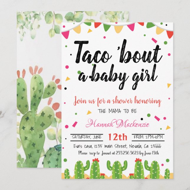 Taco baby shower invitation taco à propos d'une pe (Devant / Derrière)