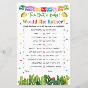 Taco Baby shower Voudrait-Elle Plaire Jeu Cactus t