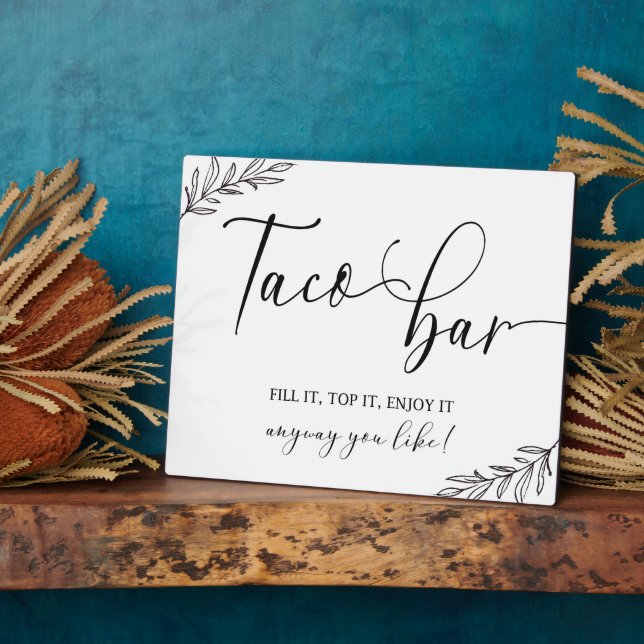Taco Bar Wedding sign Tabletop Plaque with Easel (Côté)