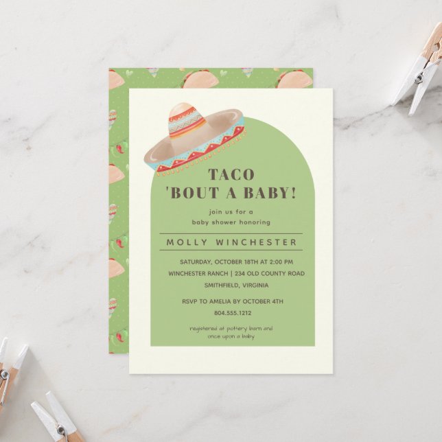 Taco Bout a Baby Baby shower Invitation (Devant/Arrière en situation)