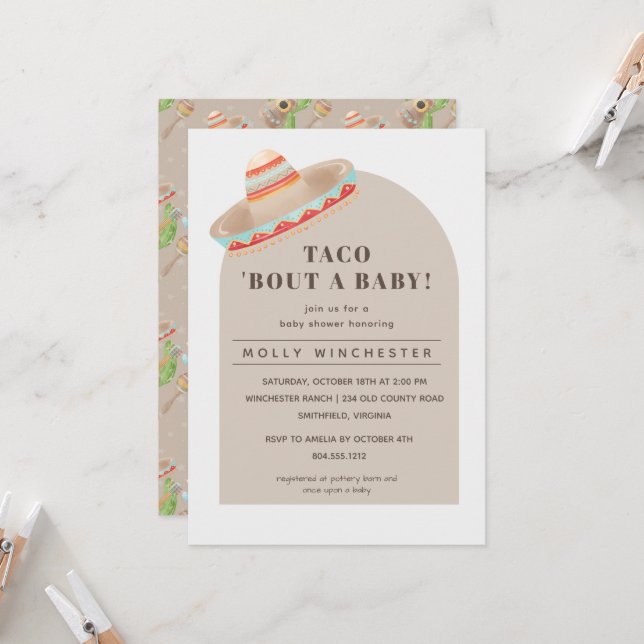 Taco Bout a Baby Baby shower Invitation (Devant/Arrière en situation)