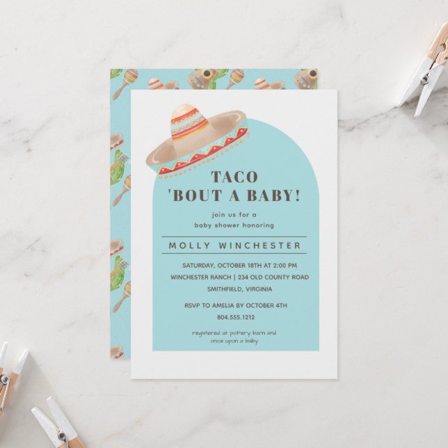Taco Bout a Baby Baby shower Invitation (Devant/Arrière en situation)