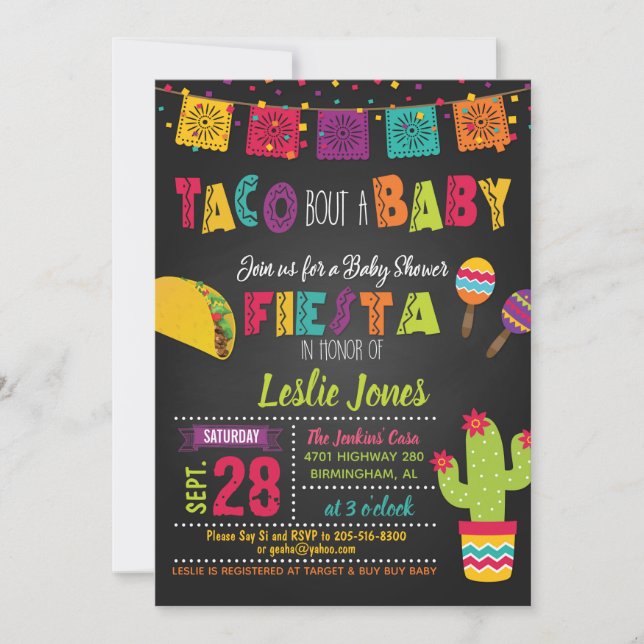Taco Bout a Baby Fiesta Baby shower Invitation (Devant)