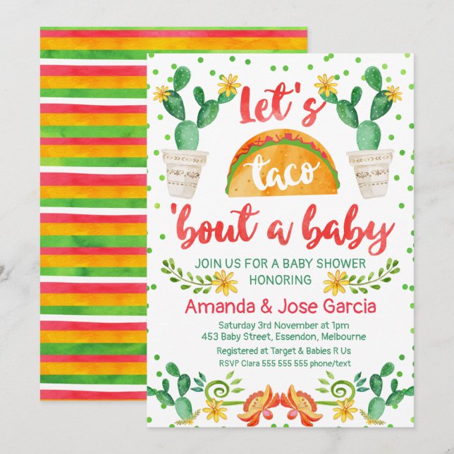Taco Bout A Baby Invitation (Devant / Derrière)