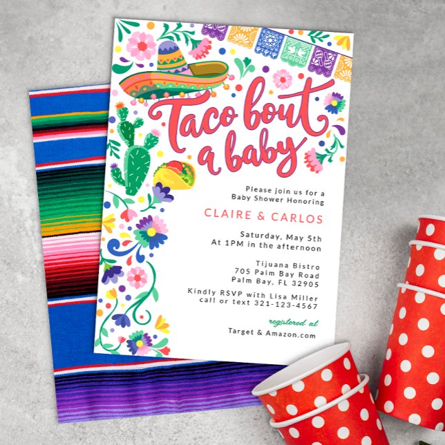 Taco 'Bout a Baby shower Invitation - Vibrant Fies (Taco Bout Baby Shower Invite)
