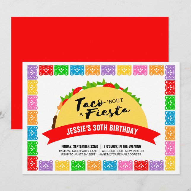 Taco 'Bout A Fiesta Invitation (Devant / Derrière)