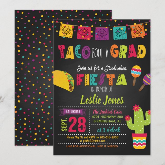 Taco Bout a Grad Graduation Invitation (Devant / Derrière)