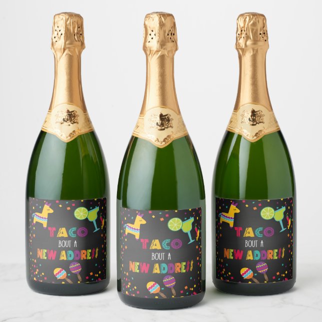 Taco Bout a New Address Sparkling Wine Étiquette (Bouteilles)