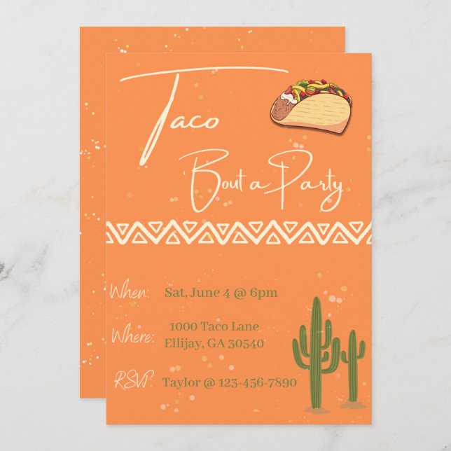 Taco 'Bout a Party | Invitations (Devant / Derrière)