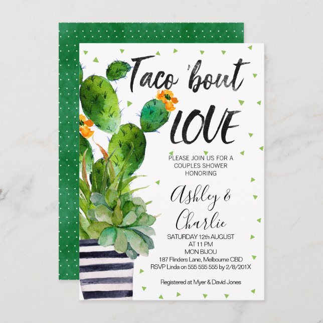 Taco Bout Amour Couples Douche Invitation (Devant / Derrière)