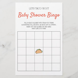 Taco Bout Baby shower Bingo Jeu