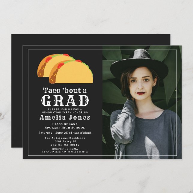 Taco Bout Graduation Party Photo Invitation (Devant / Derrière)