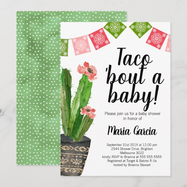 Taco Bout Invitation baby shower Bébé (Devant / Derrière)