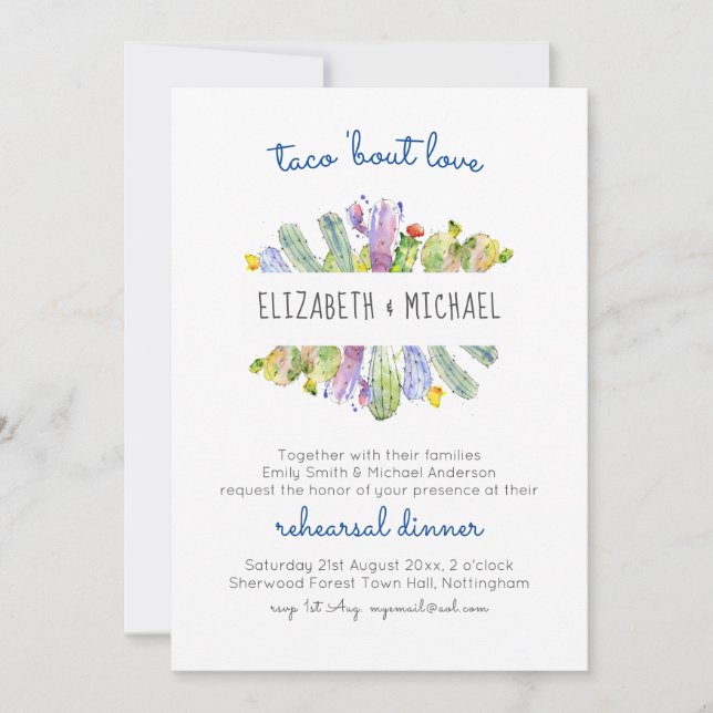 Taco Bout Love Cactus Fiesta Dîner de répétition (Devant)