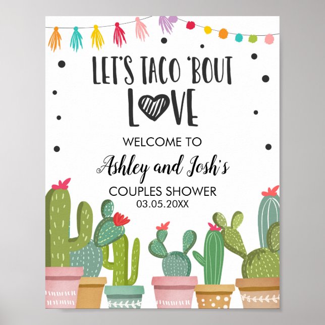 Taco Bout Love Couples Douche Cactus Affiche de bi (Devant)