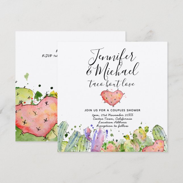 Taco Bout Love - Faire-part de mariage moderne et  (Devant / Derrière)